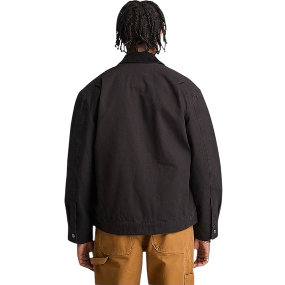 Timberland Stafford Washed Canvas Jacket Mens XL Black Corduroy Collar New - Picture 2 of 8